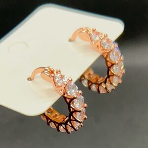 Rose Gold Diamond Like Hoops Earrings